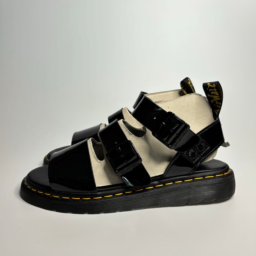Dr. Martens Gryphon Patent Leather Gladiator Sandals in Black Patent Lamper - Picture 5 of 10
